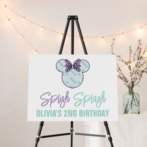 Minnie Mouse  Teal  Purple Mermaid Birthday Foam Board