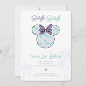 Minnie Mouse | Teal & Purple Mermaid Birthday Invitation (Front)