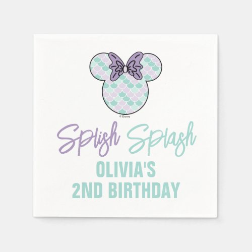 Minnie Mouse  Teal  Purple Mermaid Birthday Napkins