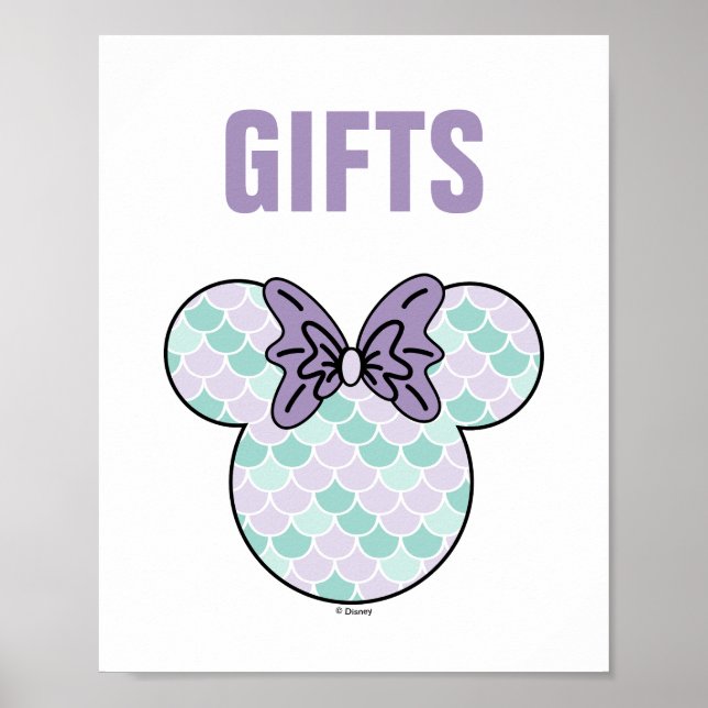 Minnie Mouse | Teal & Purple Mermaid Birthday Poster (Front)