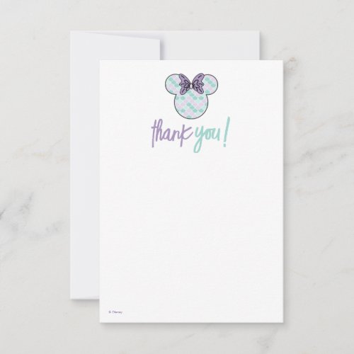 Minnie Mouse  Teal  Purple Mermaid Birthday Thank You Card