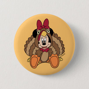 Minnie Mouse Thanksgiving Turkey Button