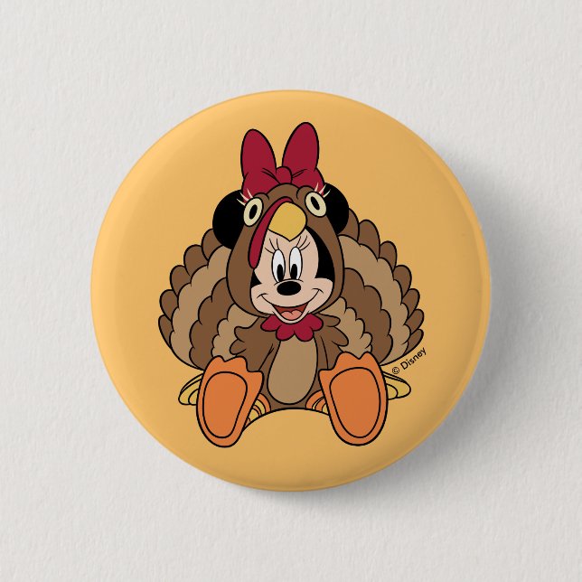 Minnie Mouse Thanksgiving Turkey Button (Front)