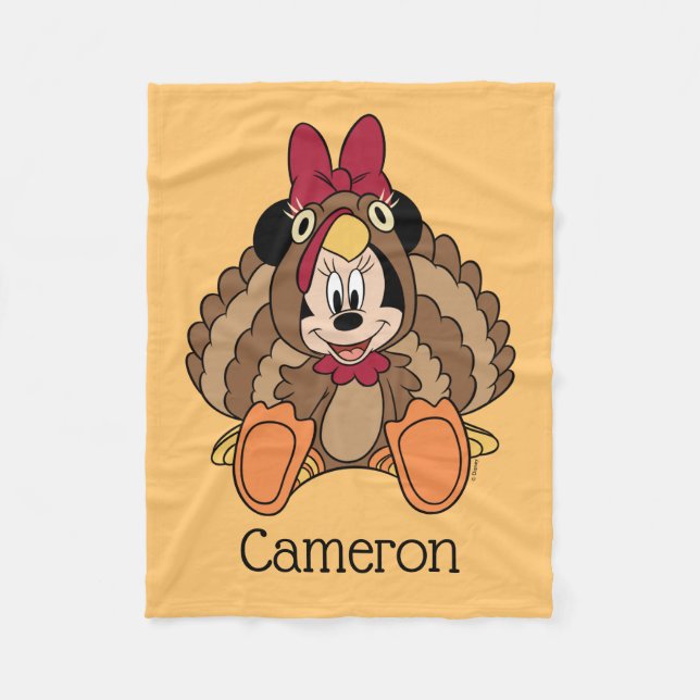 Minnie Mouse Thanksgiving Turkey Fleece Blanket (Front)