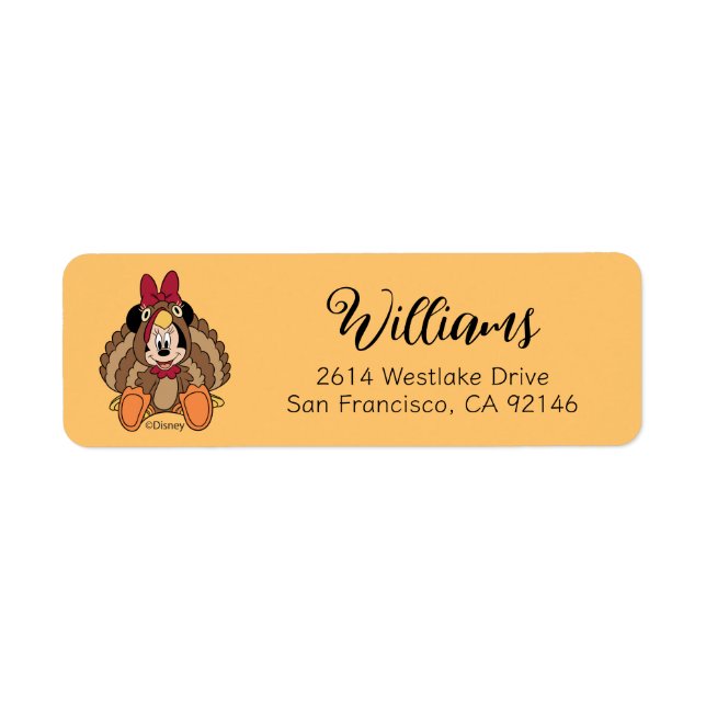 Minnie Mouse Thanksgiving Turkey Label (Front)