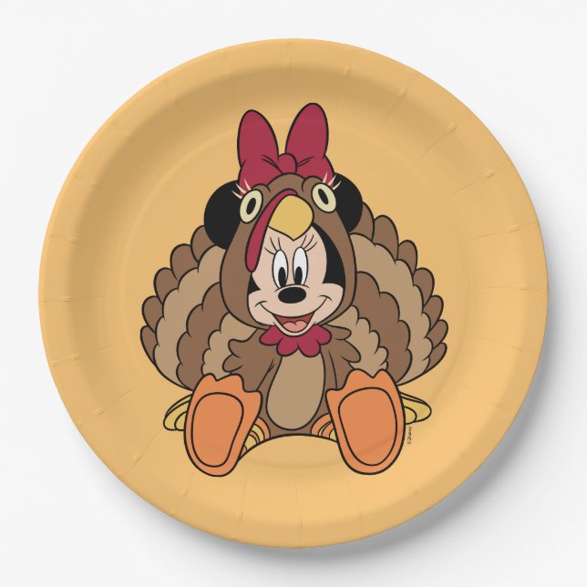Minnie Mouse Thanksgiving Turkey Paper Plates (Front)
