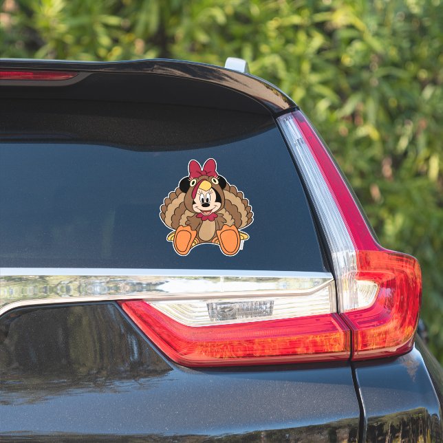Minnie Mouse Thanksgiving Turkey Sticker (Car Side)
