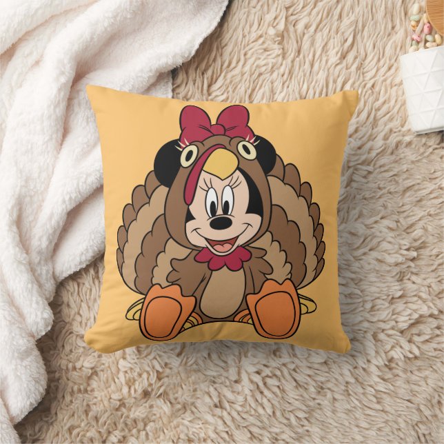 Minnie Mouse Thanksgiving Turkey Throw Pillow (Blanket)