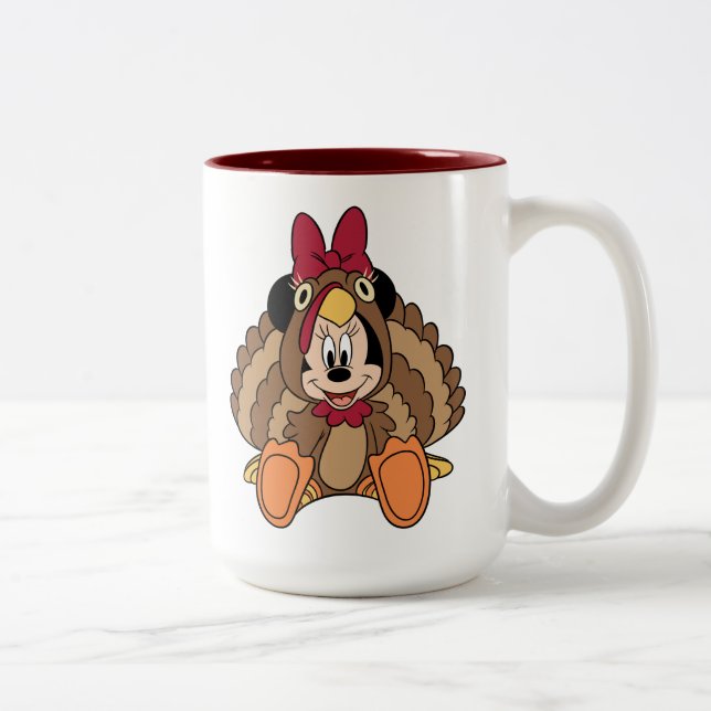 Minnie Mouse Thanksgiving Turkey Two-Tone Coffee Mug (Right)