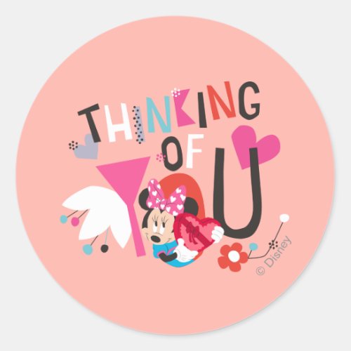 Minnie Mouse  Thinking of You Classic Round Sticker
