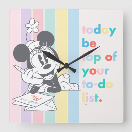 Minnie Mouse  Today Be Top of Your To_Do List Square Wall Clock