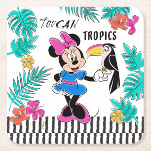 Minnie Mouse Toucan Tropics Square Paper Coaster