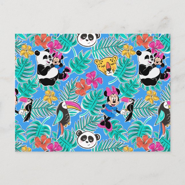 Minnie Mouse | Tropical Summer Pattern Postcard (Front)