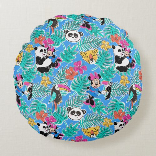 Minnie Mouse  Tropical Summer Pattern Round Pillow