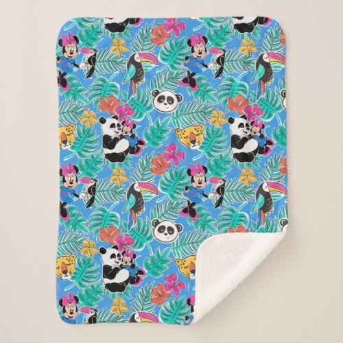 Minnie Mouse  Tropical Summer Pattern Sherpa Blanket