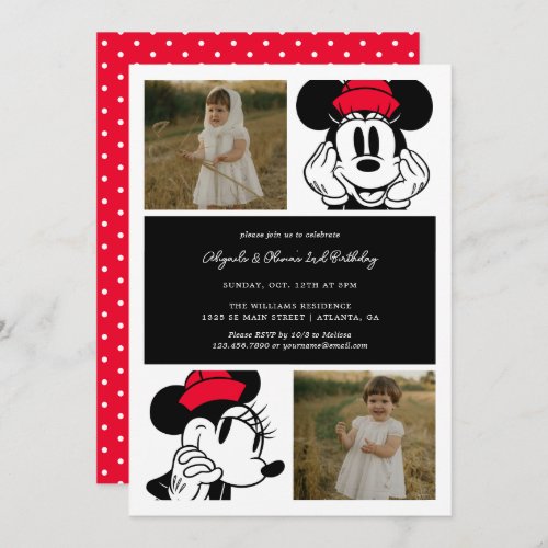 Minnie Mouse Twin Girls Birthday Invitation