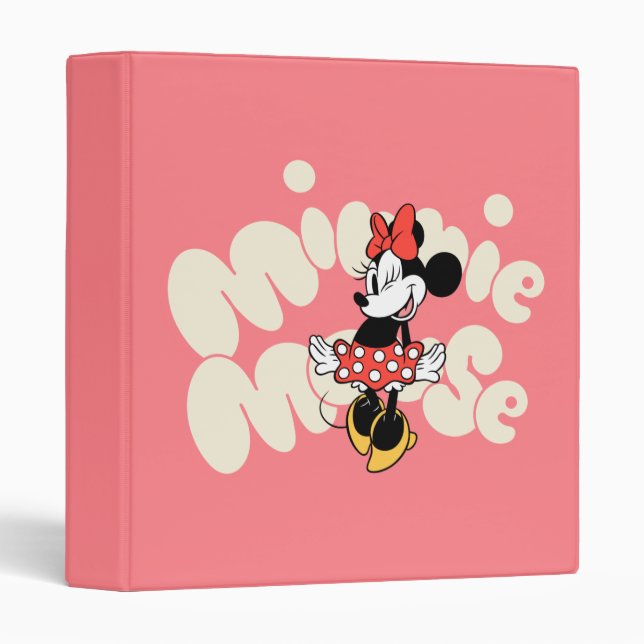 Minnie Mouse Twirl in Polka Dot Style 3 Ring Binder (Front/Spine)