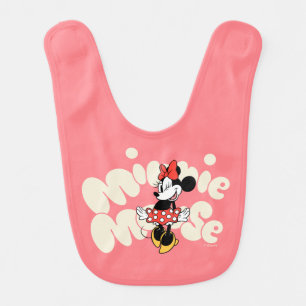Minnie Mouse Twirl in Polka Dot Style Baby Bib