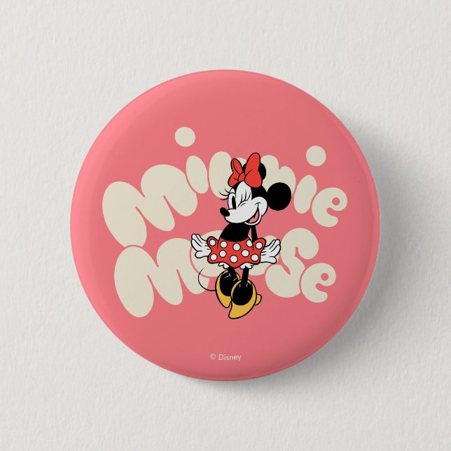 Minnie Mouse Twirl in Polka Dot Style Button (Front)