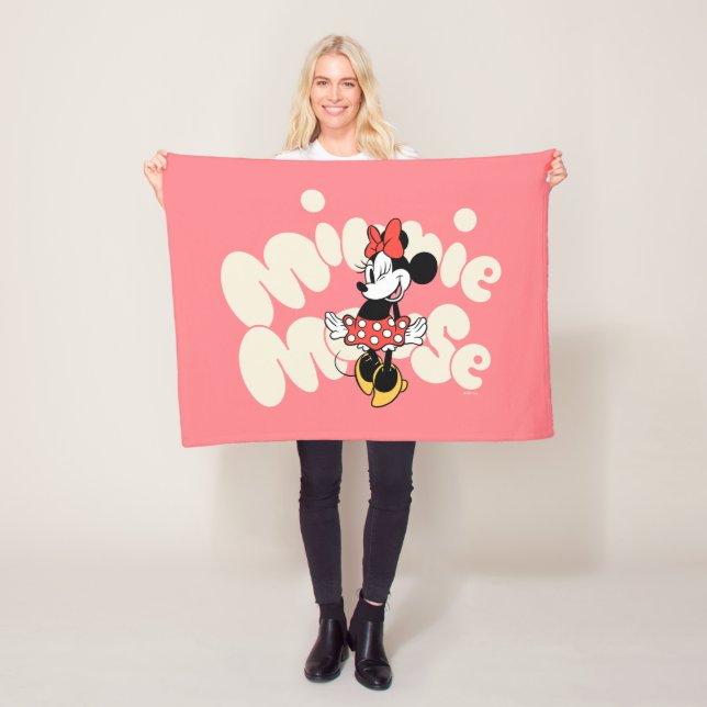 Minnie Mouse Twirl in Polka Dot Style Fleece Blanket (In Situ)