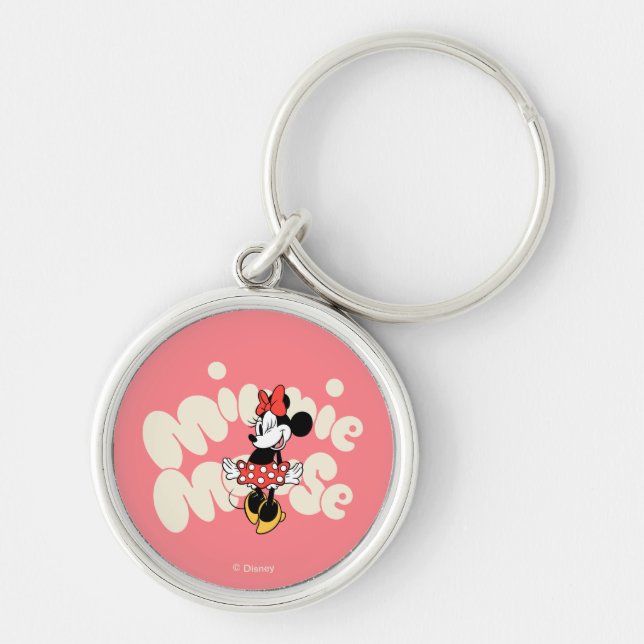 Minnie Mouse Twirl in Polka Dot Style Keychain (Front)