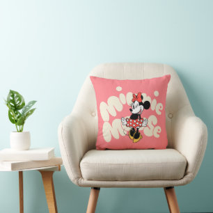 Minnie Mouse Twirl in Polka Dot Style Throw Pillow