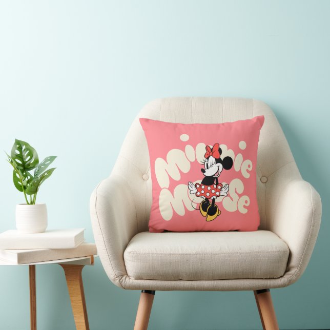 Minnie Mouse Twirl in Polka Dot Style Throw Pillow (Chair)