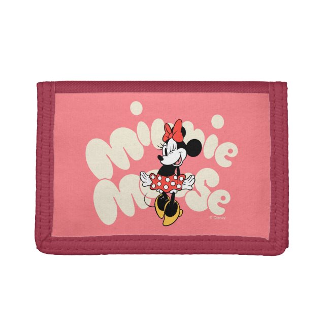 Minnie Mouse Twirl in Polka Dot Style Trifold Wallet (Front)