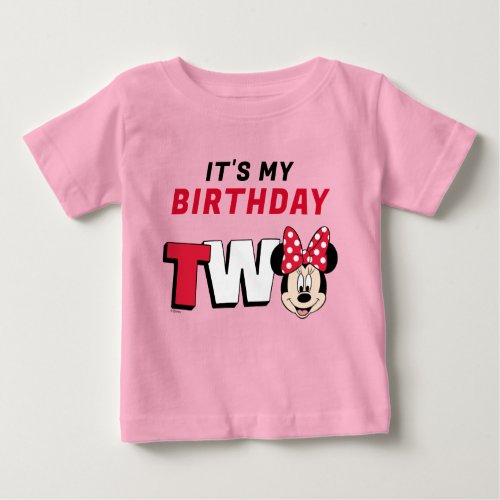 Minnie Mouse  TWO First Birthday Baby T_Shirt