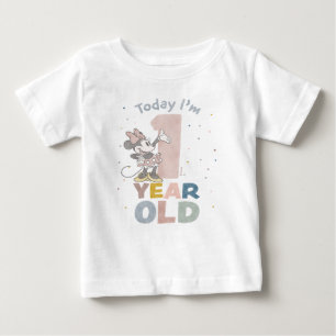 Minnie Mouse Watercolor 1st Birthday Baby T-Shirt