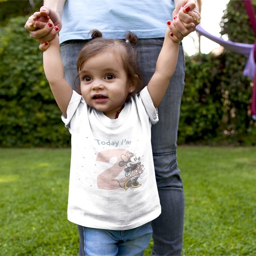 Minnie Mouse Watercolor 2nd Birthday Baby T_Shirt