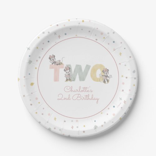 Minnie Mouse Watercolor 2nd Birthday Paper Plates