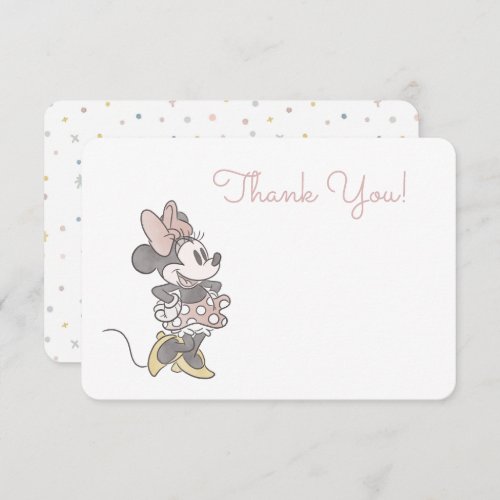Minnie Mouse Watercolor Birthday Thank You Invitation