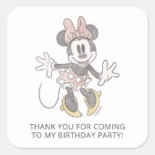 Minnie Mouse Watercolor Birthday | Thank You Square Sticker (Front)