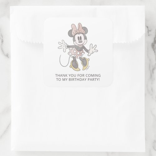 Minnie Mouse Watercolor Birthday  Thank You Square Sticker