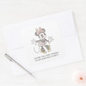 Minnie Mouse Watercolor Birthday | Thank You Square Sticker (Envelope)