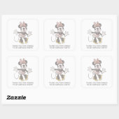 Minnie Mouse Watercolor Birthday | Thank You Square Sticker (Sheet)