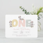 Minnie Mouse Watercolor First Birthday Invitation (Standing Front)
