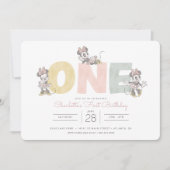 Minnie Mouse Watercolor First Birthday Invitation (Front)
