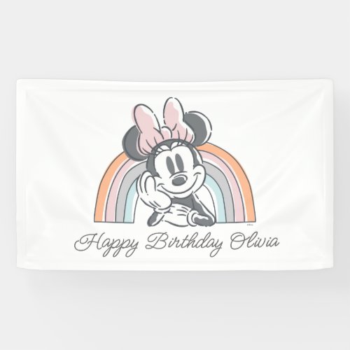 Minnie Mouse Watercolor Rainbow Birthday Banner