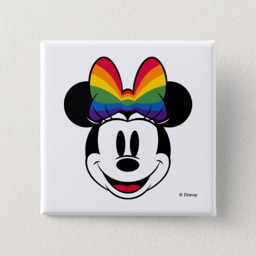 Minnie Mouse Wearing Rainbow Bow Button