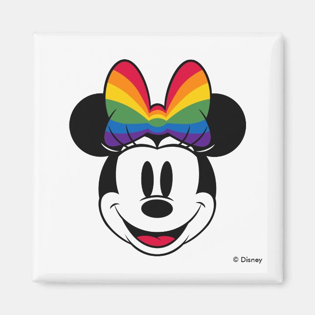 Minnie Mouse Wearing Rainbow Bow Magnet (Front)