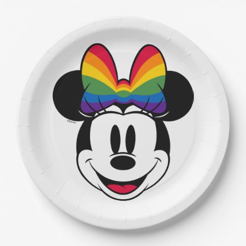 Minnie Mouse Wearing Rainbow Bow Paper Plates