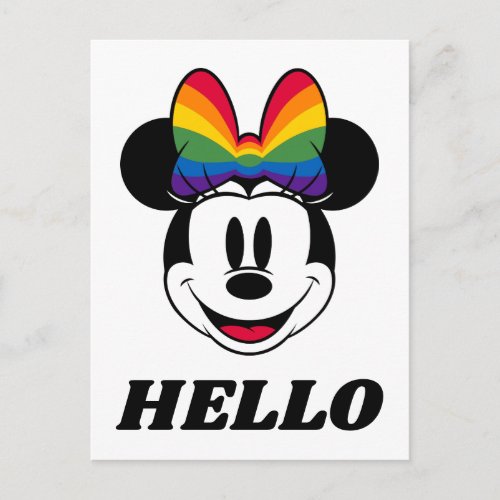 Minnie Mouse Wearing Rainbow Bow Postcard