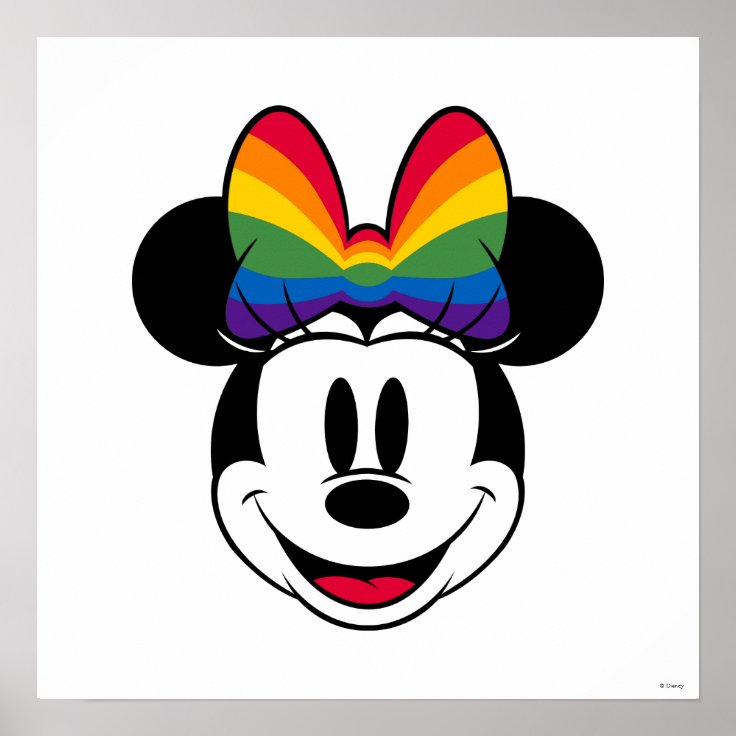 Minnie Mouse Wearing Rainbow Bow Poster | Zazzle