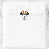 Minnie Mouse Wearing Rainbow Bow Square Sticker (Bag)