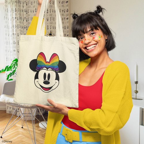 Minnie Mouse Wearing Rainbow Bow Tote Bag