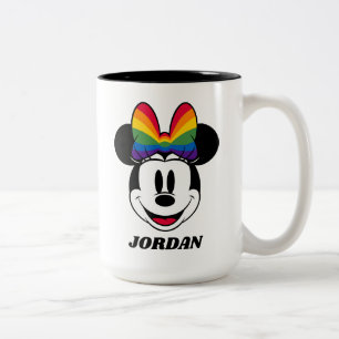 Minnie Mouse Wearing Rainbow Bow Two-Tone Coffee Mug