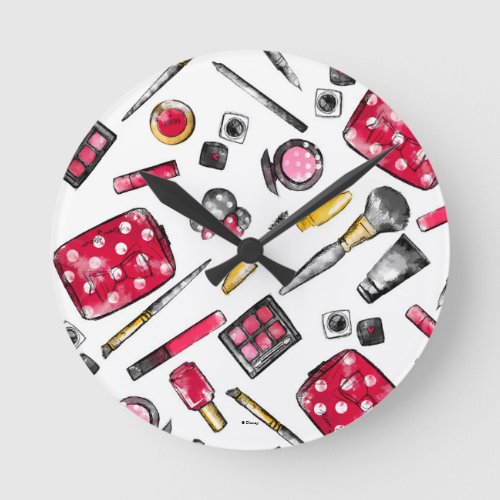 Minnie Mouse  whatsinmypurse Pattern Round Clock