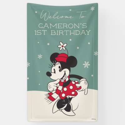 Minnie Mouse Winter Onederland 1st Birthday Banner
